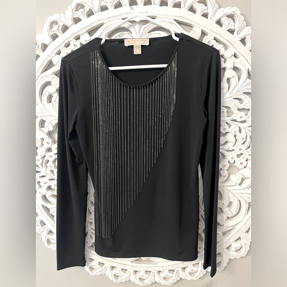 Michael Kors Black Decorative Chain Link Top